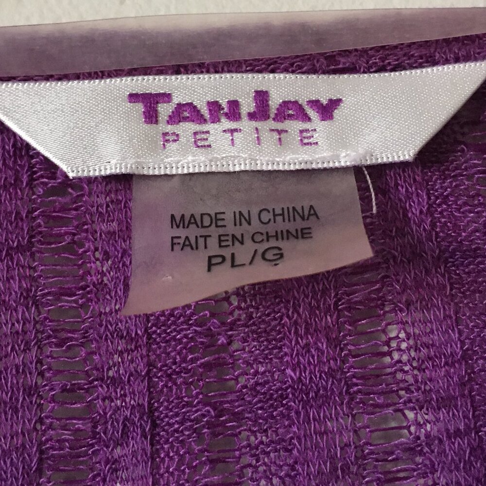 TanJay Purple Ribbed Mesh Knit Open Waterfall Cardigan Large - Picture 6 of 11